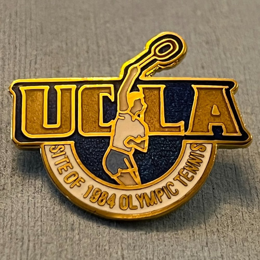 Tennis Olympic Brooch Pin ~ 1984 Los Angeles ~ UCLA ~ Cloisonné
